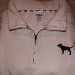 VS Pink Half Zip Pullover - White